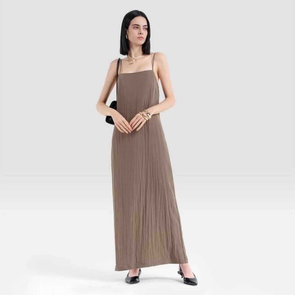 Women's Flowy Resort Maxi Slip Dress - A New Day Brown XS